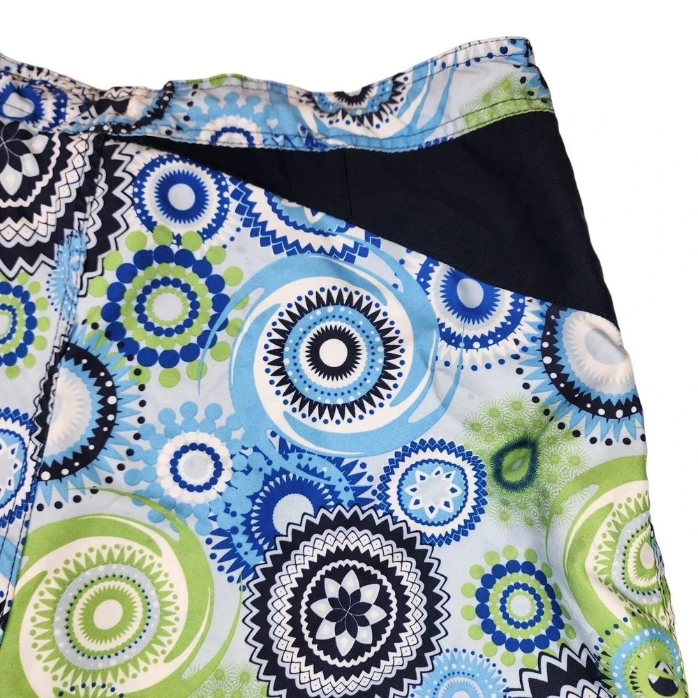 Joe Boxer Board Shorts L Men Floral Blue Green Functional‎ Fly Inseam 9